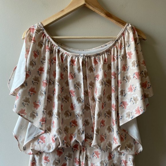 𝅺VINTAGE | 90s Floral Flutter Sleeve Dress - Picture 6 of 12